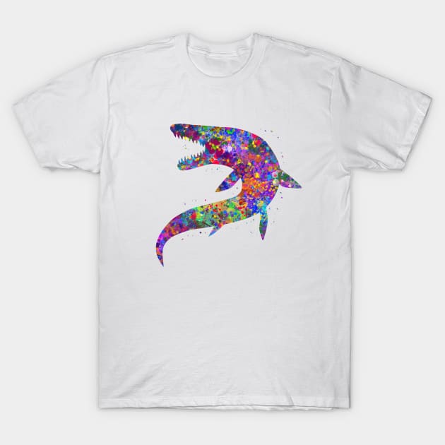 Mosasaur dinosaur watercolor T-Shirt by Yahya Art